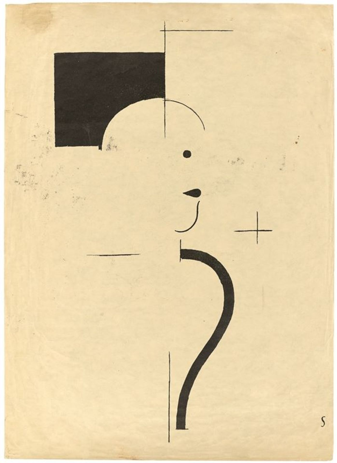 Oskar Schlemmer (Stuttgart 1888 – 1943 Baden-Baden)„Figur nach rechts“. 1918Lithografie auf