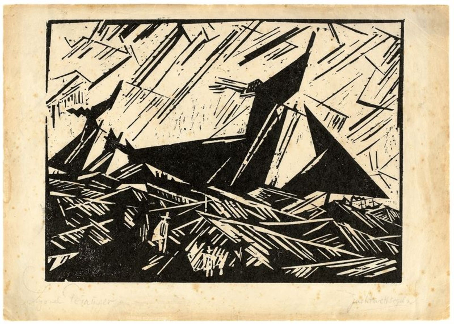 Lyonel Feininger (1871 – New York – 1956)„Jachtwettsegeln“. 1918Holzschnitt auf Japanbütten. 19,