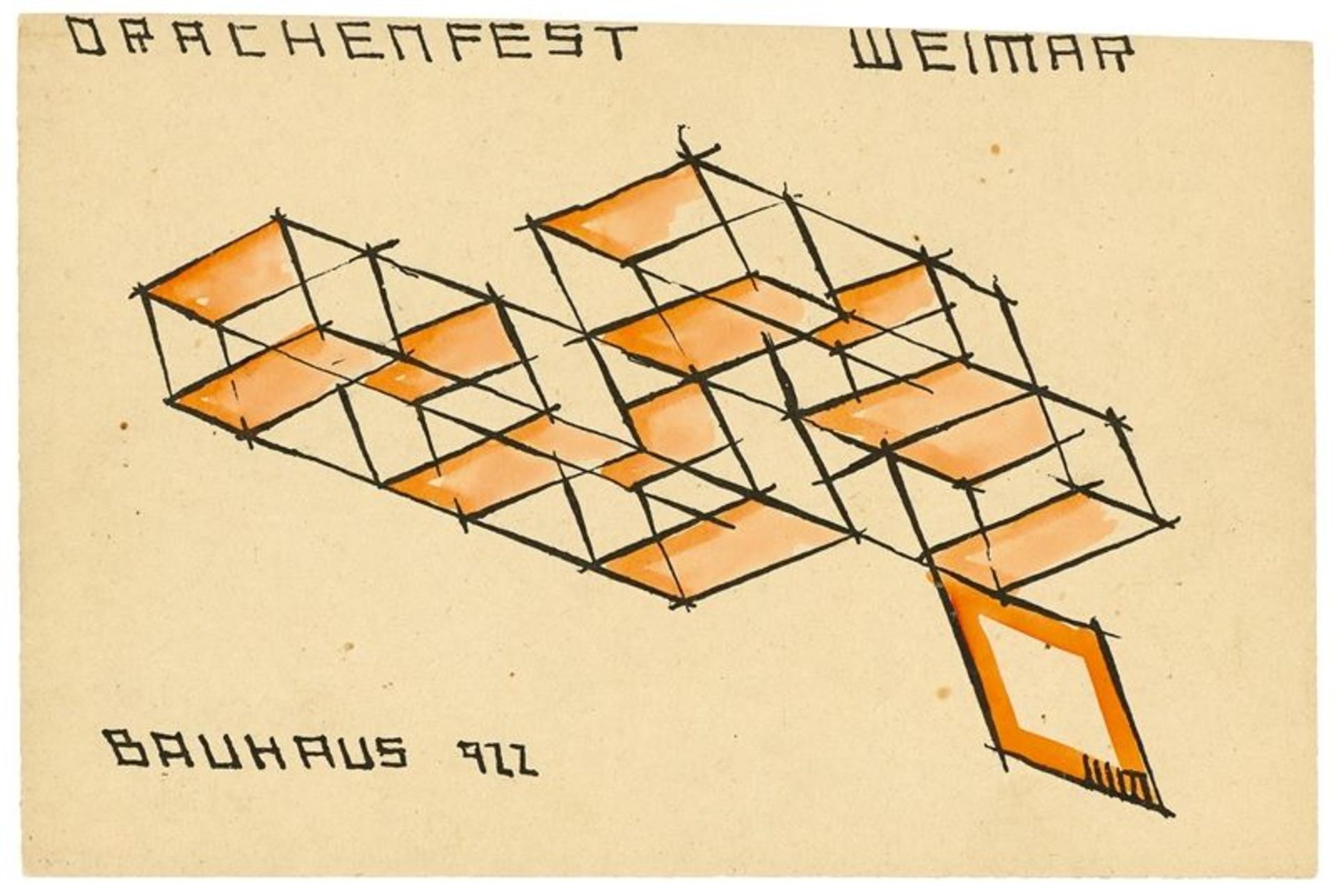Farkas Ferenc Molnár (Pécs 1897 – 1945 Budapest)„Drachenfest Weimar Bauhaus 922“. 1922Lithografie,