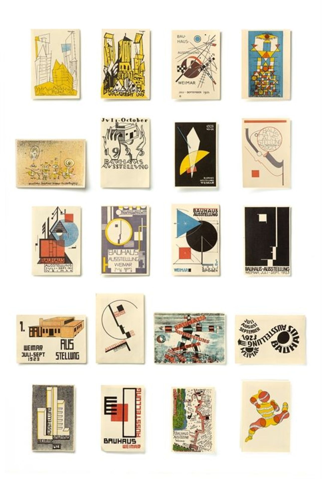 Bauhaus ()„Ausstellung Weimar 1923“ – 20 Postkarten verschiedener Bauhaus-Künstler.. 1923Höhe max.