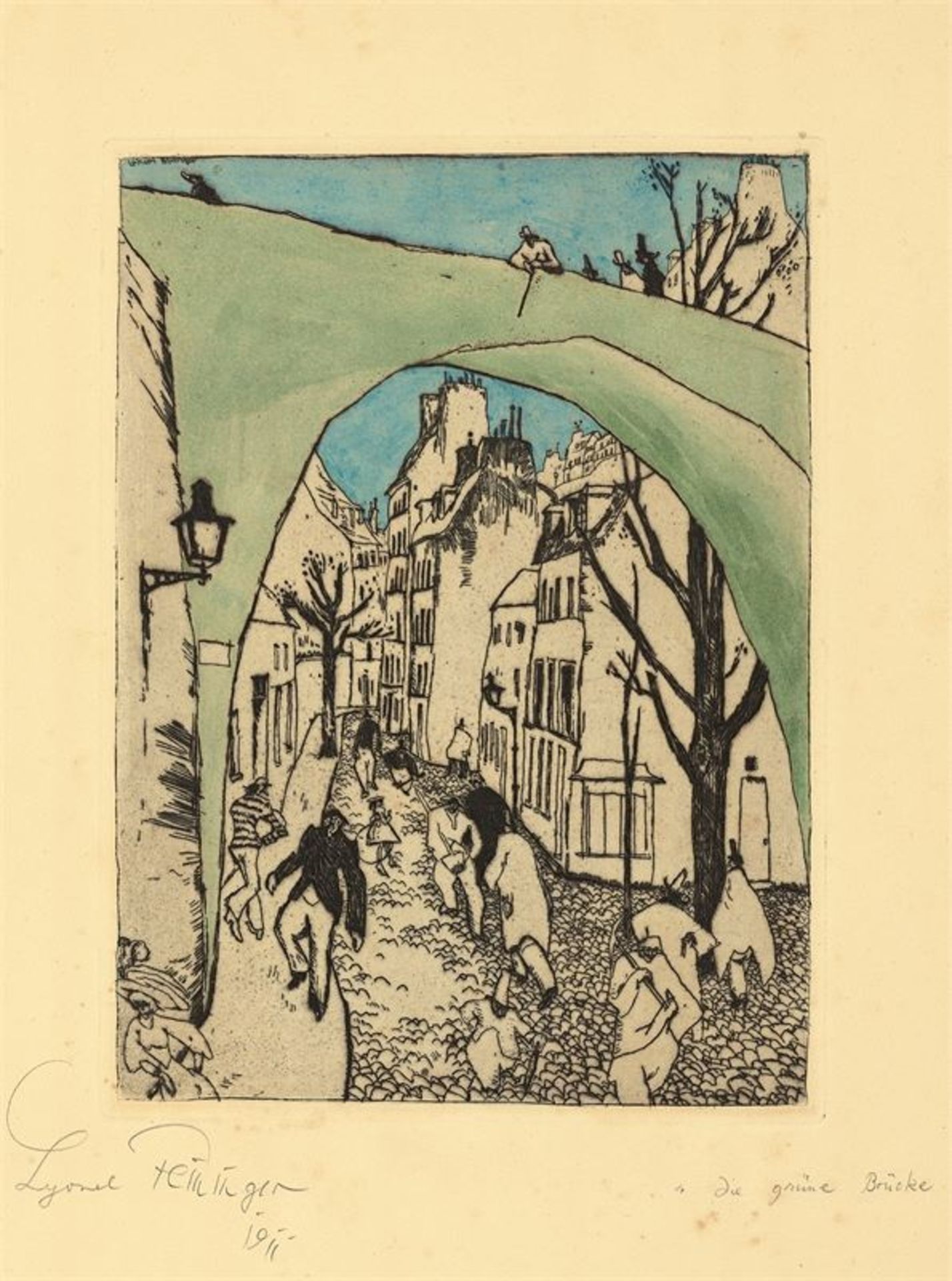 Lyonel Feininger (1871 – New York – 1956)„Die grüne Brücke“. 1910/11Radierung auf Velin, vom