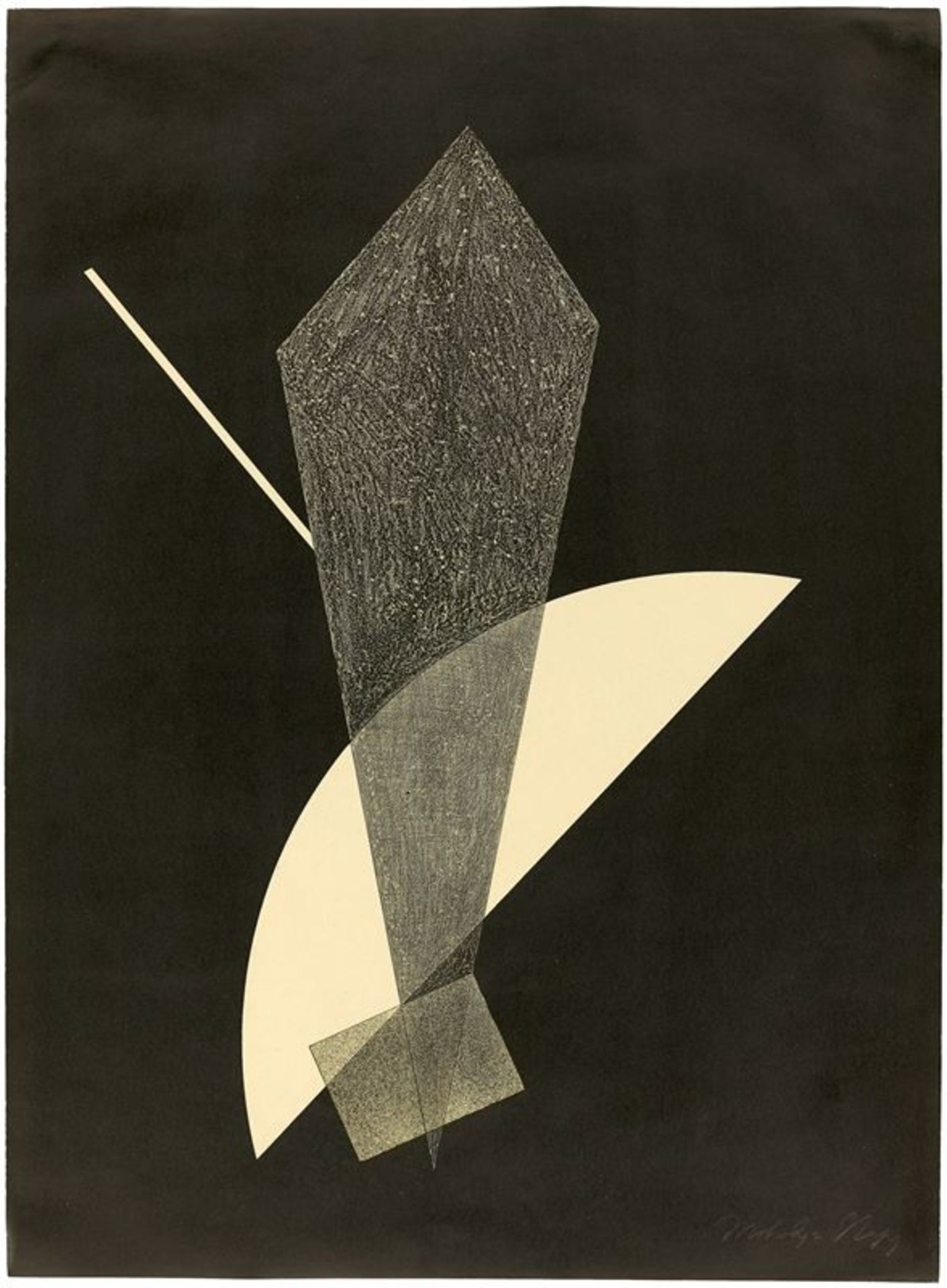 László Moholy-Nagy (Bácsborsód 1895 – 1946 Chicago)„Konstruktion V“. 1923Lithografie in Grau und