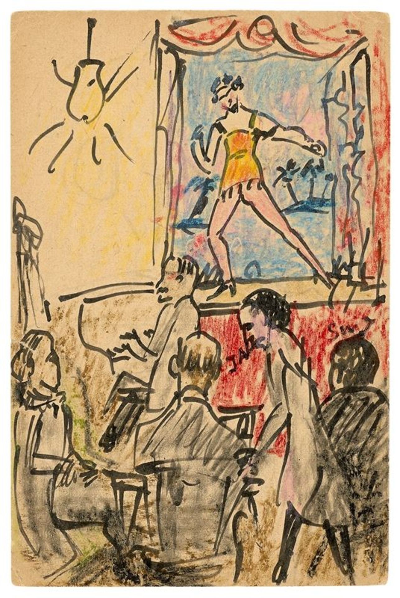 Erich Heckel (Döbeln 1883 – 1970 Radolfzell am Bodensee)Ein Abend im „Schwalbennest“. 1922Farbkreide