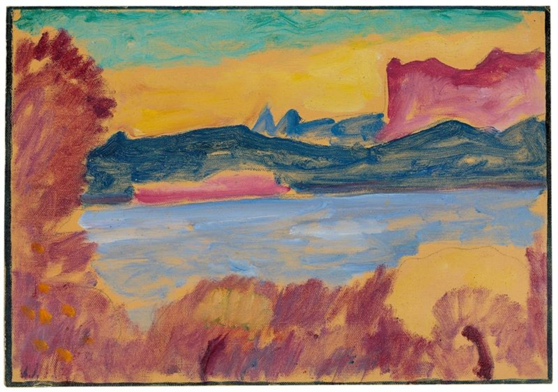 Alexej von Jawlensky (Torschok 1864 – 1941 Wiesbaden)„Landschaft Genfer See“. 1915Öl über