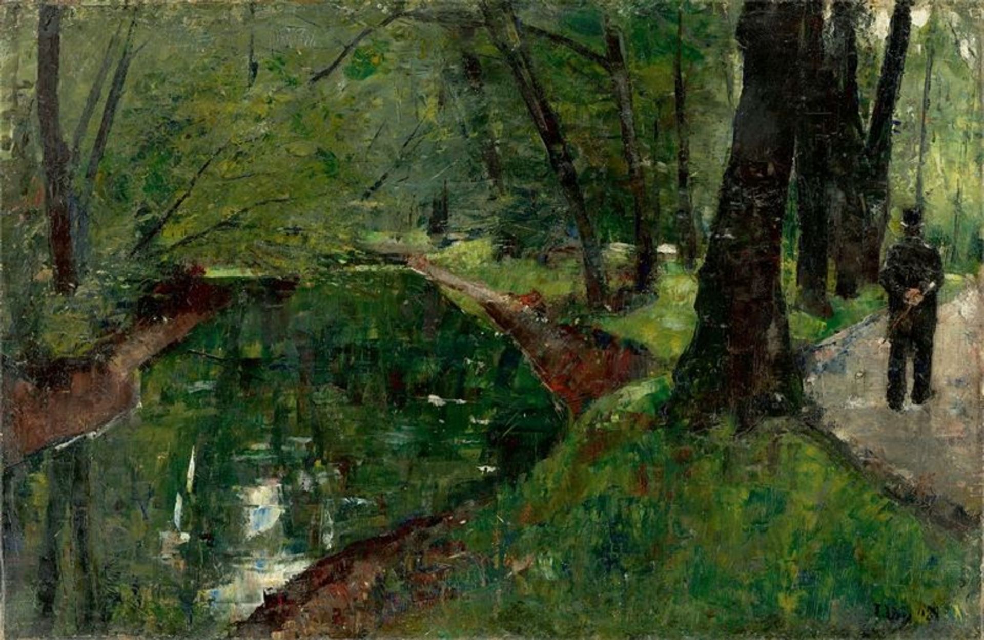 Lesser Ury (Birnbaum/Posen 1861 – 1931 Berlin)„Am Neuen See (Tiergarten in Berlin)“. 1889Öl auf