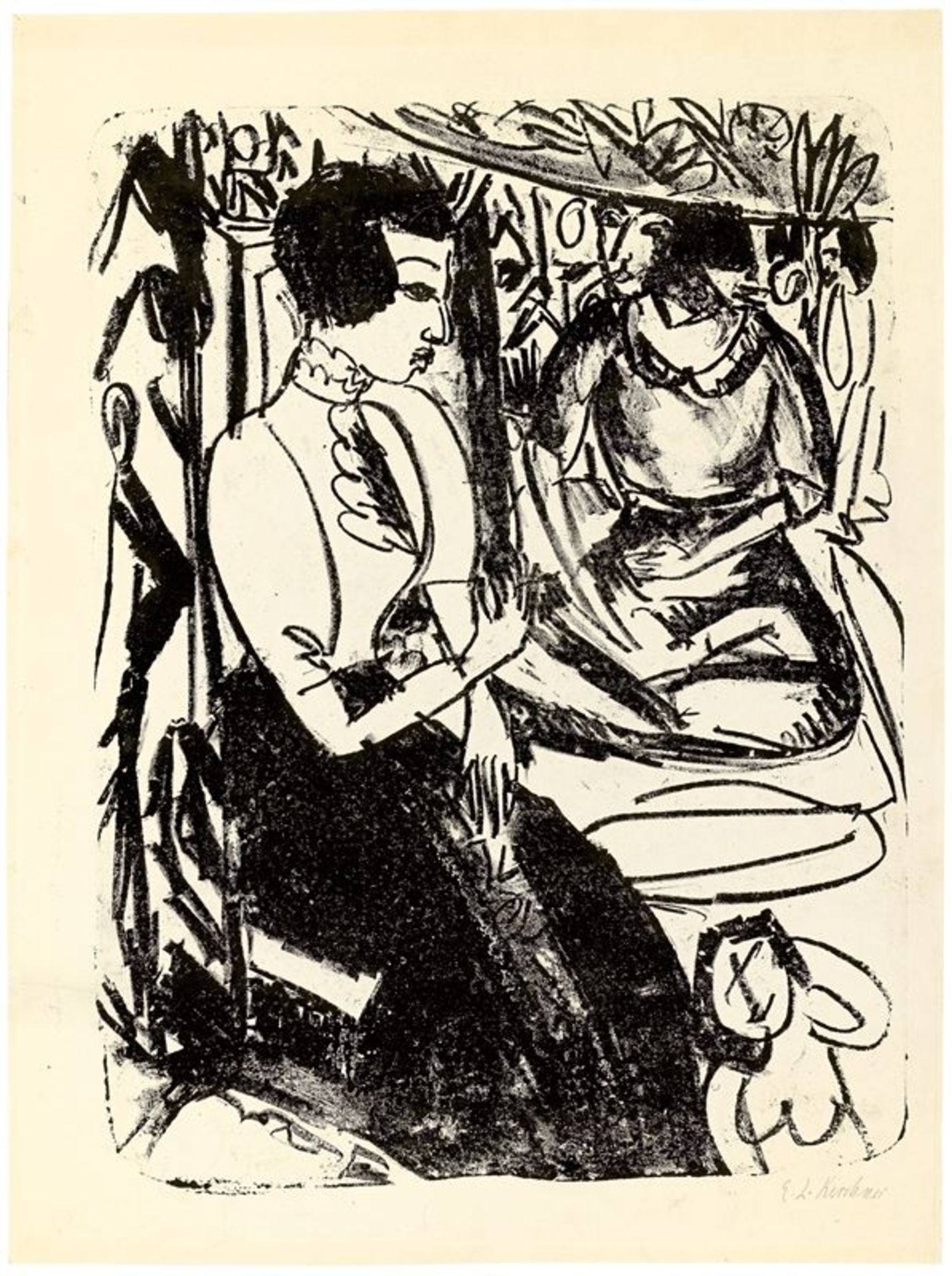 Ernst Ludwig Kirchner (Aschaffenburg 1880 – 1938 Davos)„Gerda und Erna“. 1912Lithografie auf glattem