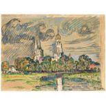 Paul Signac (1863 – Paris – 1935)„Bayeux, tours et clocher de la cathédrale Notre Dame“. Um