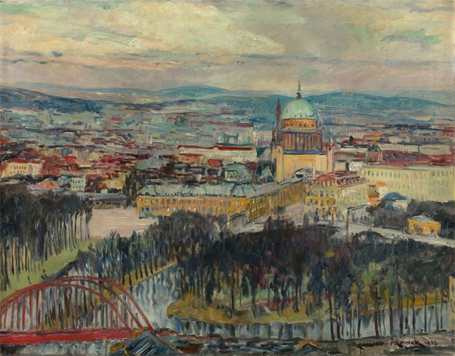 Philipp Franck (Frankfurt/M. 1860 – 1944 Berlin)„Blick auf Potsdam mit der Nicolaikirche“. 1932Öl