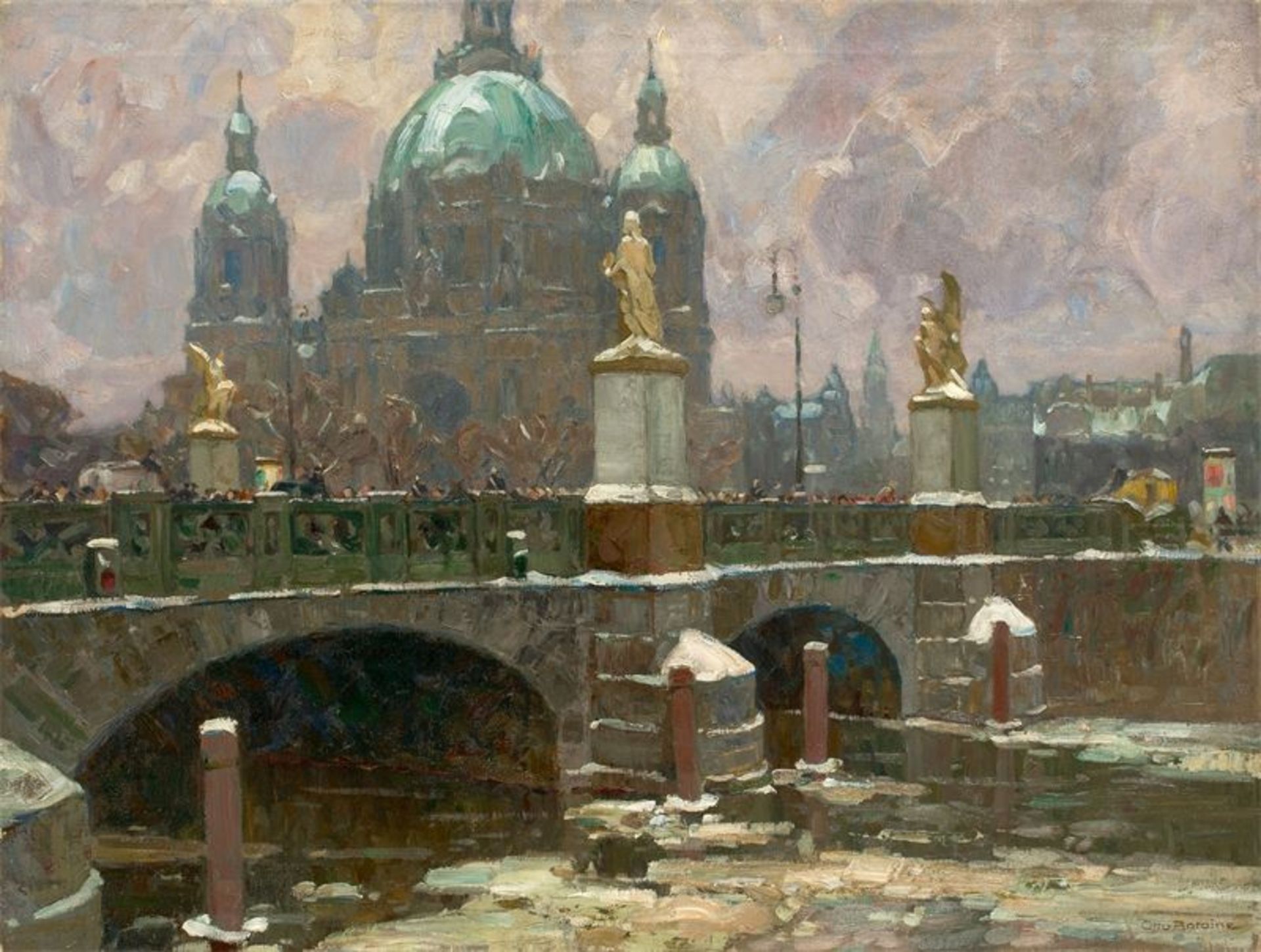 Otto Antoine (Koblenz 1865 – 1951 Unteruhlingen am Bodensee)„Schloßbrücke“ (Berlin). Öl auf