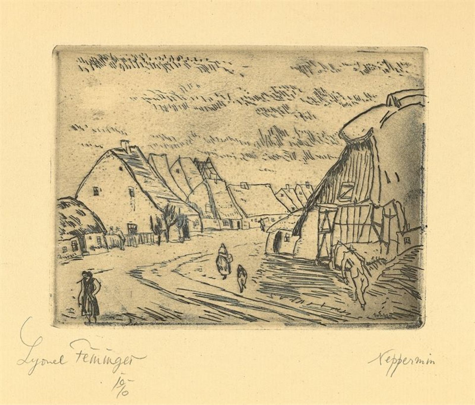 Lyonel Feininger (1871 – New York – 1956)„Neppermin“. 1910/11Radierung auf chamoisfarbenem Bütten.