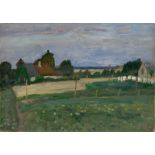 Otto Modersohn (Soest 1865 – 1943 Rotenburg/Wümme)Landschaft mit Häusern. 1907Öl auf Pappe, fest auf