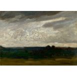 Hans am Ende (Trier 1864 – 1918 Stettin)Abend im Moor. Öl auf Pappe. 43,6 × 61,2 cm ( 17 ⅛ × 24 ⅛