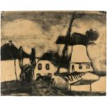 Emil Nolde (Nolde 1867 – 1956 Seebüll)„Windmühle“. 1913Lithografie auf Papier (Rückseite einer