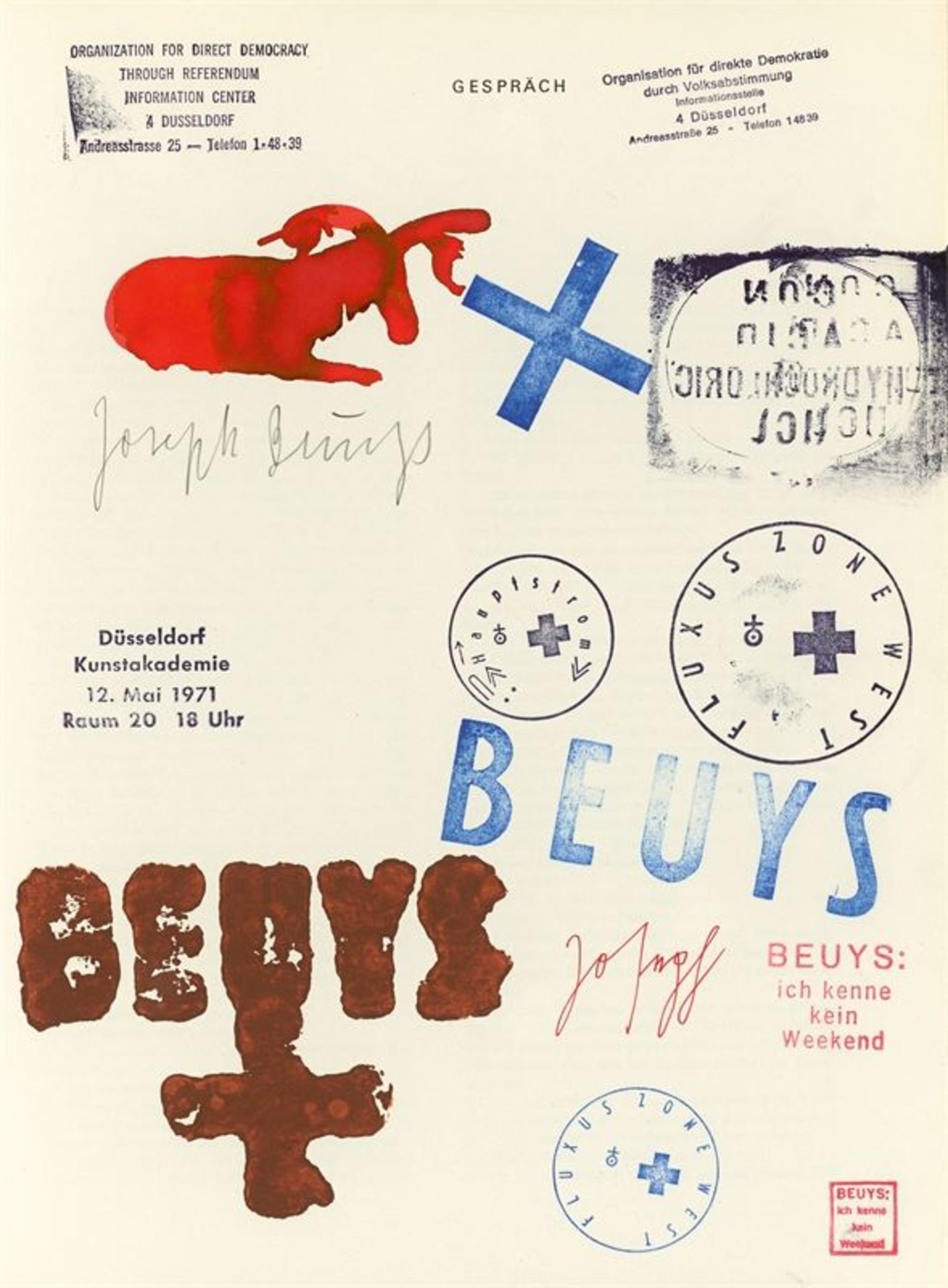 Joseph Beuys (Krefeld 1921 – 1986 Düsseldorf)Gespräch. 1974Stempel- und Tuschezeichnung auf Seite