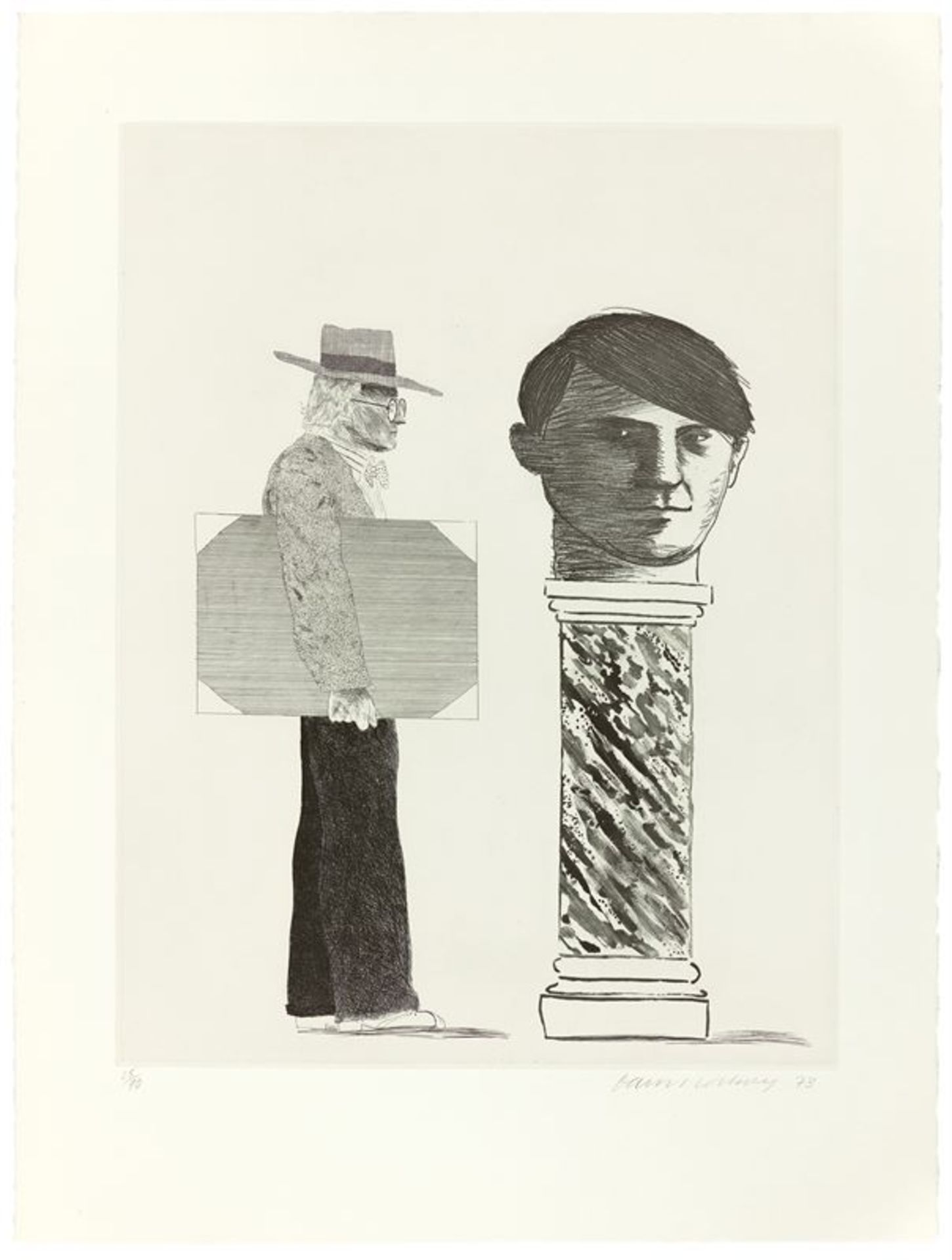 David Hockney (Bradford 1937 – lebt in London und Los Angeles)„The student: homage to Picasso“.