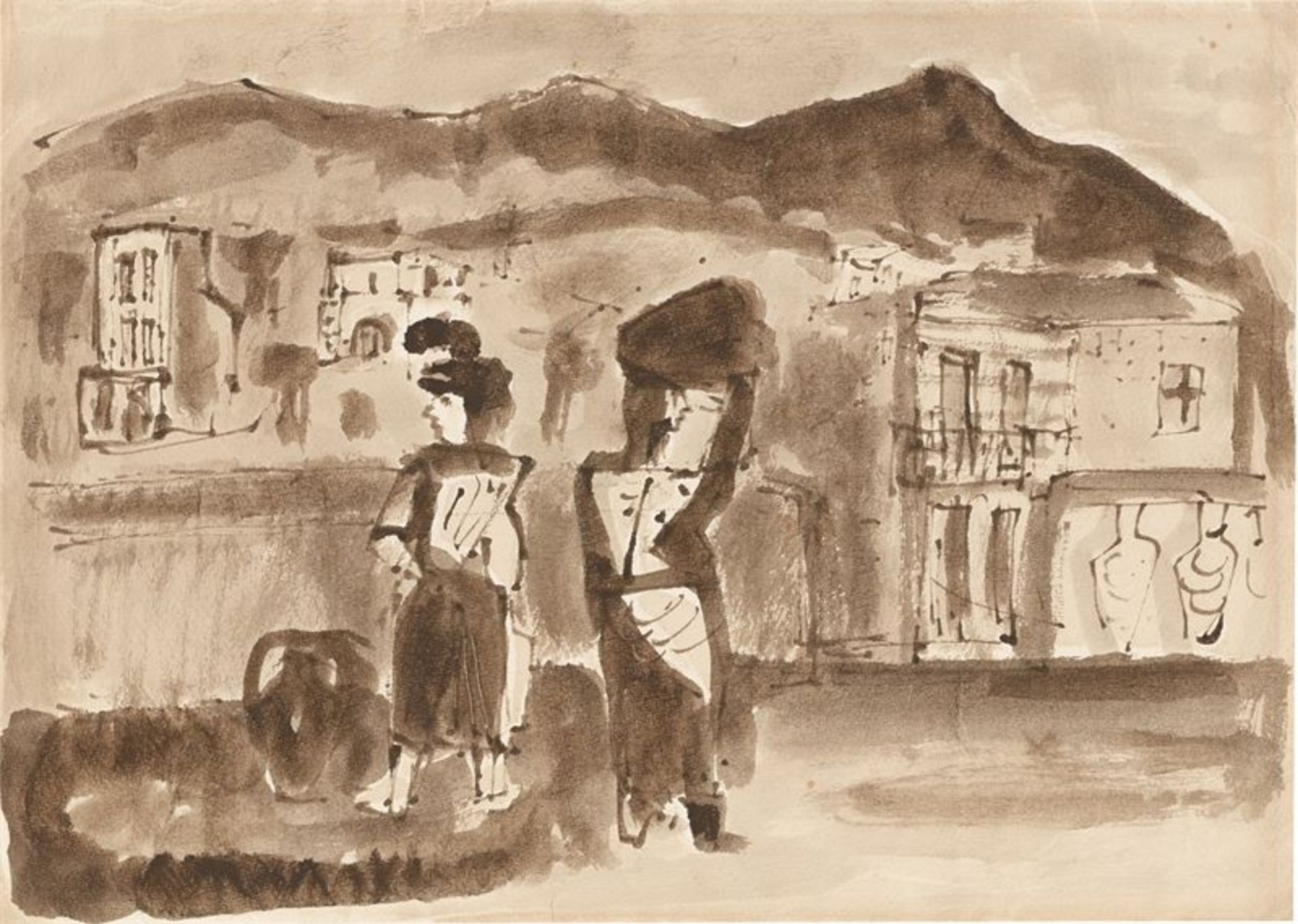 Werner Gilles (Rheydt 1894 – 1961 Essen)„Porto d`Ischia“. Aquarell auf Papier. 32,3 × 44,9 cm ( 12 ¾