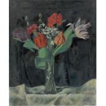 Karl Bärenfänger (Krefeld 1888 – 1947 Dortmund)Tulpen, Nelken, Kätzchen. Öl auf Leinwand. 56,9 ×