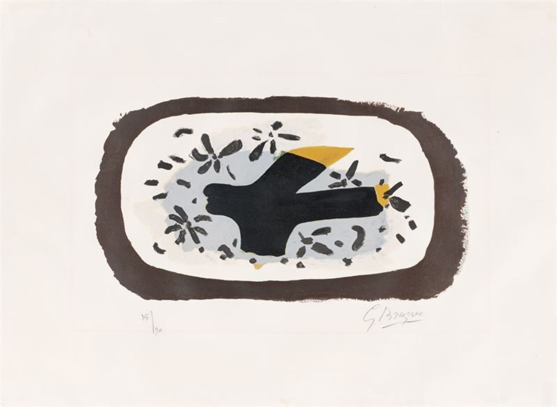 Georges Braque (Argenteuil 1882 – 1963 Paris)„L´oiseau d´octobre“. 1962Farblithografie auf Rives-