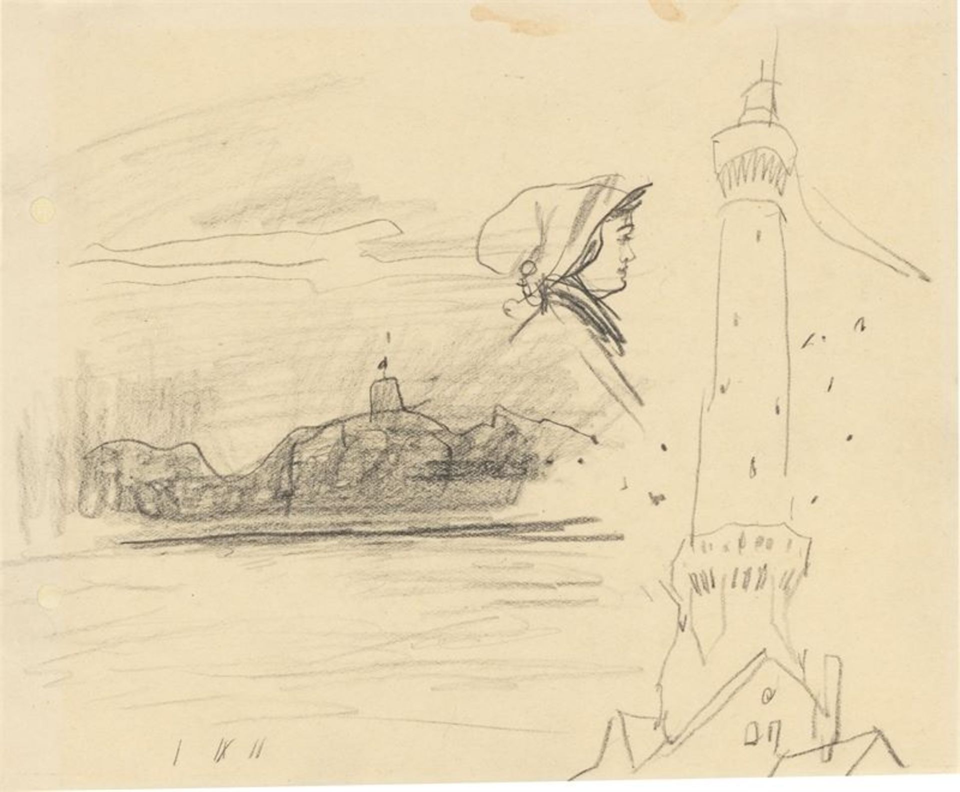 Lyonel Feininger (1871 – New York – 1956)Swinemünde. 1911Bleistift auf Papier. 16,3 × 20,5 cm (