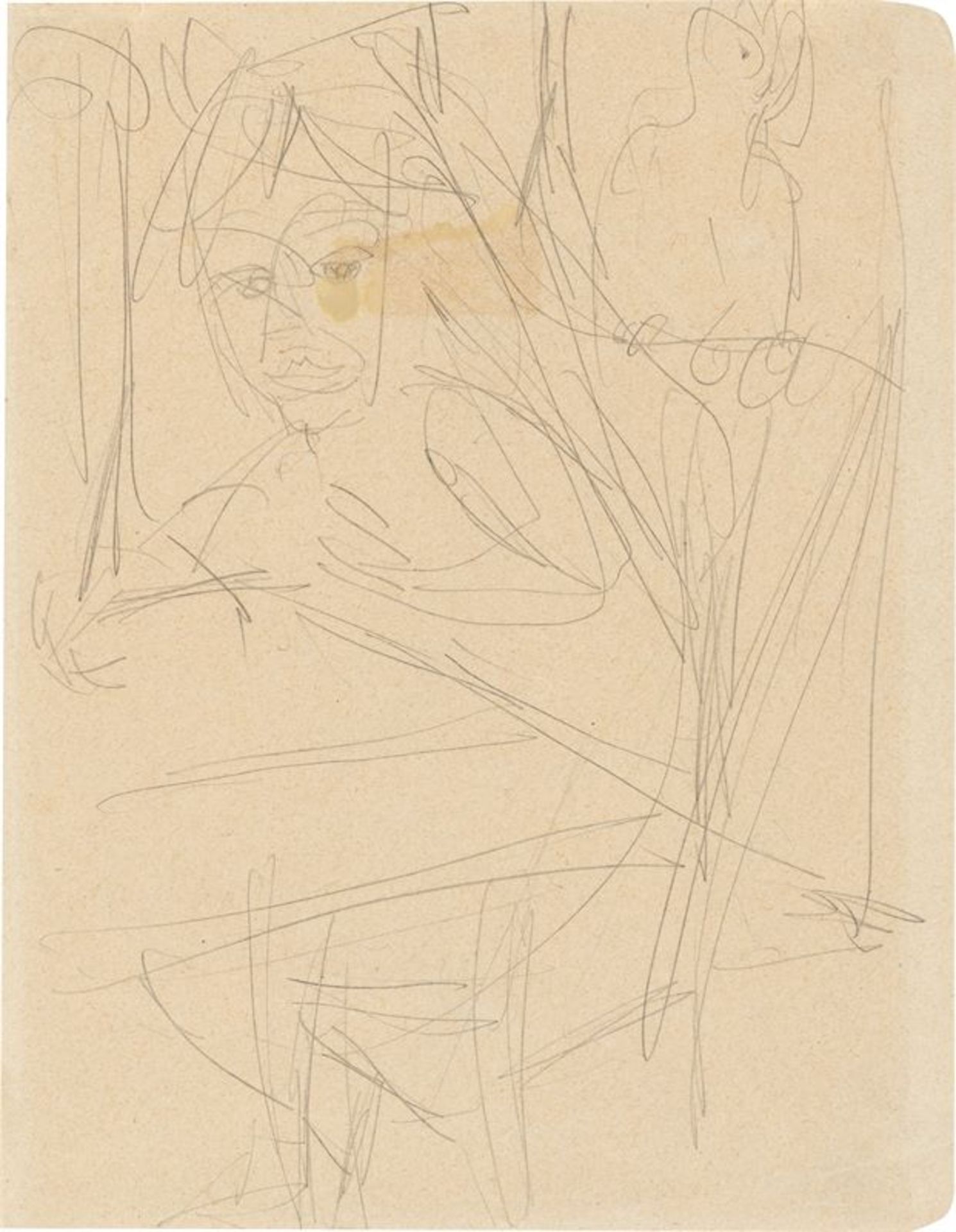 Ernst Ludwig Kirchner (Aschaffenburg 1880 – 1938 Davos)Mädchen am Tisch. 1921Bleistift auf Papier (