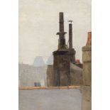 Französisch (?), um 1900 ()Blick über die Dächer (Paris?). Öl auf Papier auf Leinwand. 25,2 × 17,2
