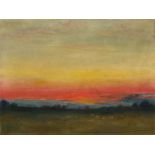 Englisch, um 1900 ()Sonnenuntergang. Öl auf Papier auf Birchmore-Karton. 22,8 × 30,7 cm ( 9 × 12 ⅛