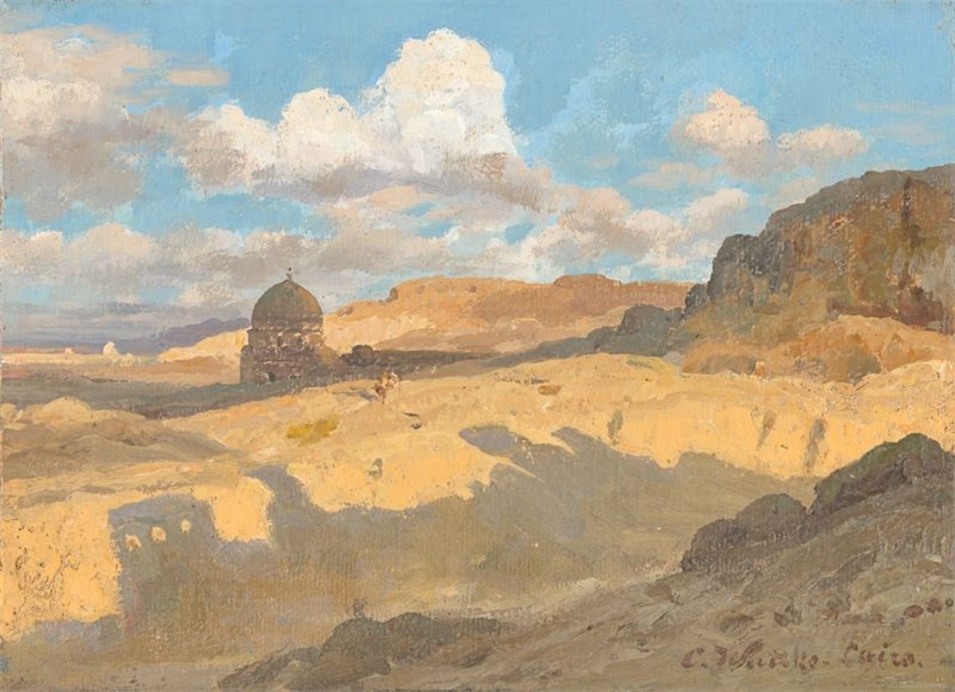 Carl Wuttke (Trebnitz/Schlesien 1849 – 1927 München)Abend in der Wüste bei Kairo. Um 1902Öl auf