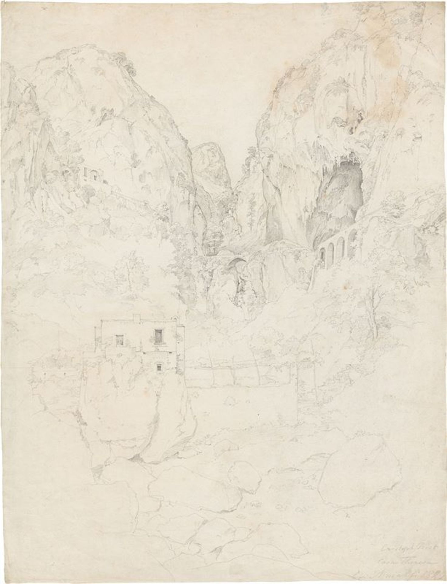 Johann Christoph Rist (Stuttgart 1790 – 1876 Augsburg)„Casa Theresa bei Amalfi“. 1823Bleistift auf