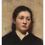 Deutsch, um 1860/80 ()Kopf einer jungen Frau. Öl auf Leinwand auf Karton. 38,5 × 35,4 cm ( 15 ⅛ × 13