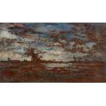 Charles Le Roux (1814 – Nantes – 1895)Wolken am Abend. Öl auf Holz. 18,5 × 32,1 cm ( 7 ¼ × 12 ⅝