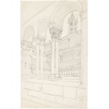 Friedrich Nerly (Erfurt 1807 – 1878 Venice)"San Zeno in Verona". Pencil on paper. 41,7 × 16,1 cm (