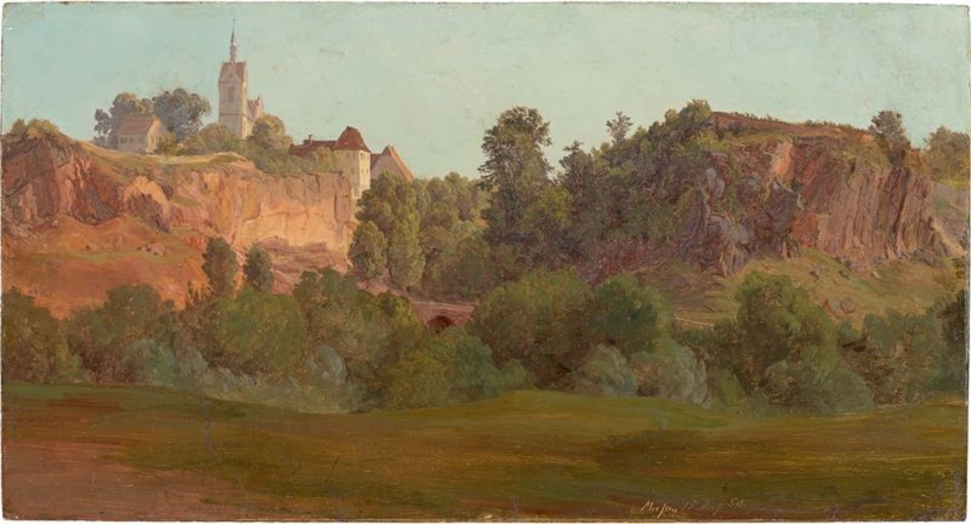 Gustav Friedrich Papperitz (1813 – Dresden – 1861)Zscheila bei Meißen. 1850Öl auf Papier auf Karton.