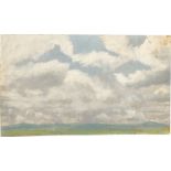 Deutsch, um 1880 ()Wolkenstudie. Öl auf Papier. 18,6 × 30,7 cm ( 7 ⅜ × 12 ⅛ in.). Kleine