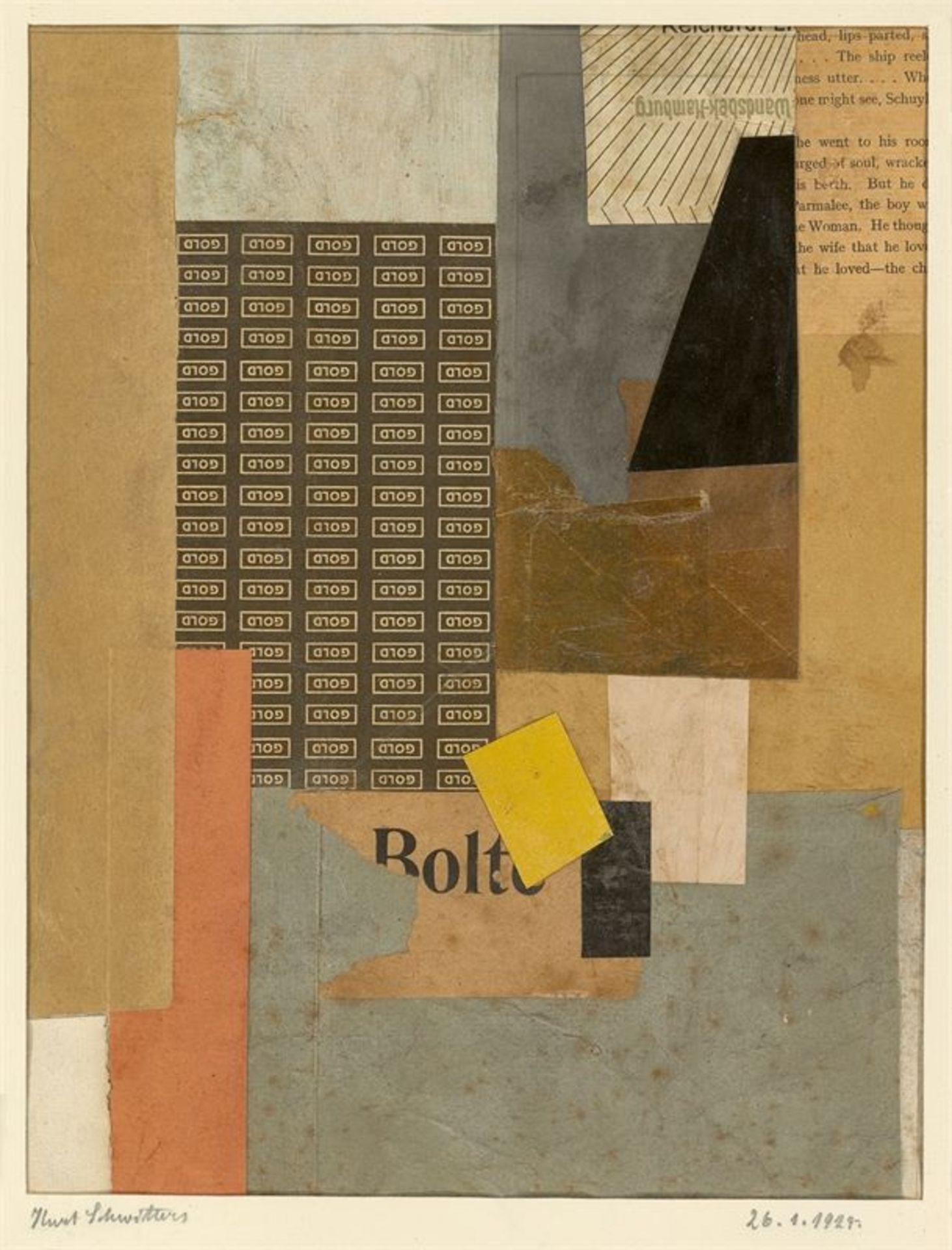 Kurt Schwitters (Hannover 1887 – 1948 Ambleside/England)„für Herrn Dr. Bode“. 1924Collage auf