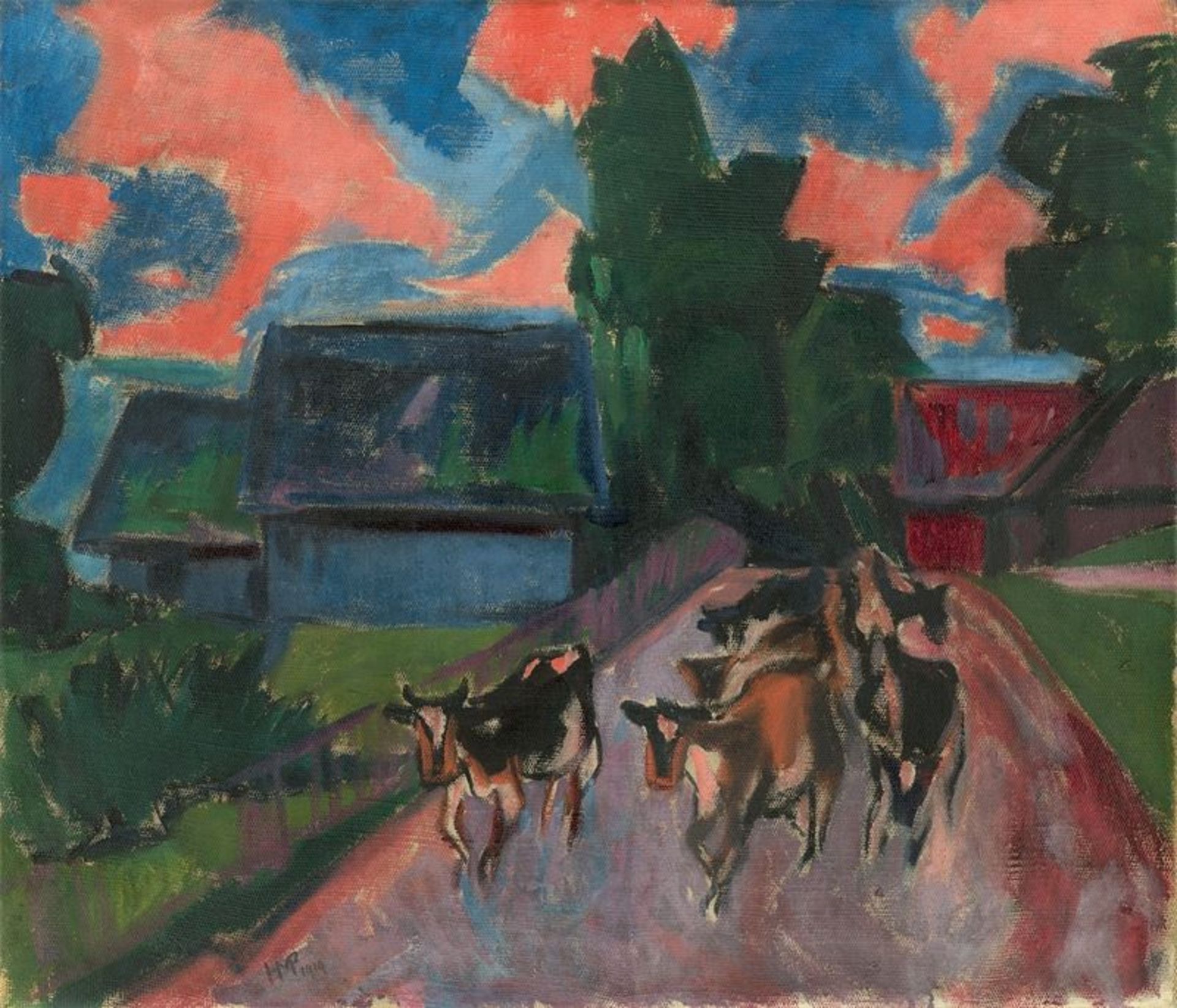 Hermann Max Pechstein (Zwickau 1881 – 1955 Berlin)„Morgenrot“. 1919Öl auf Leinwand. 69,5 × 80,5 cm (