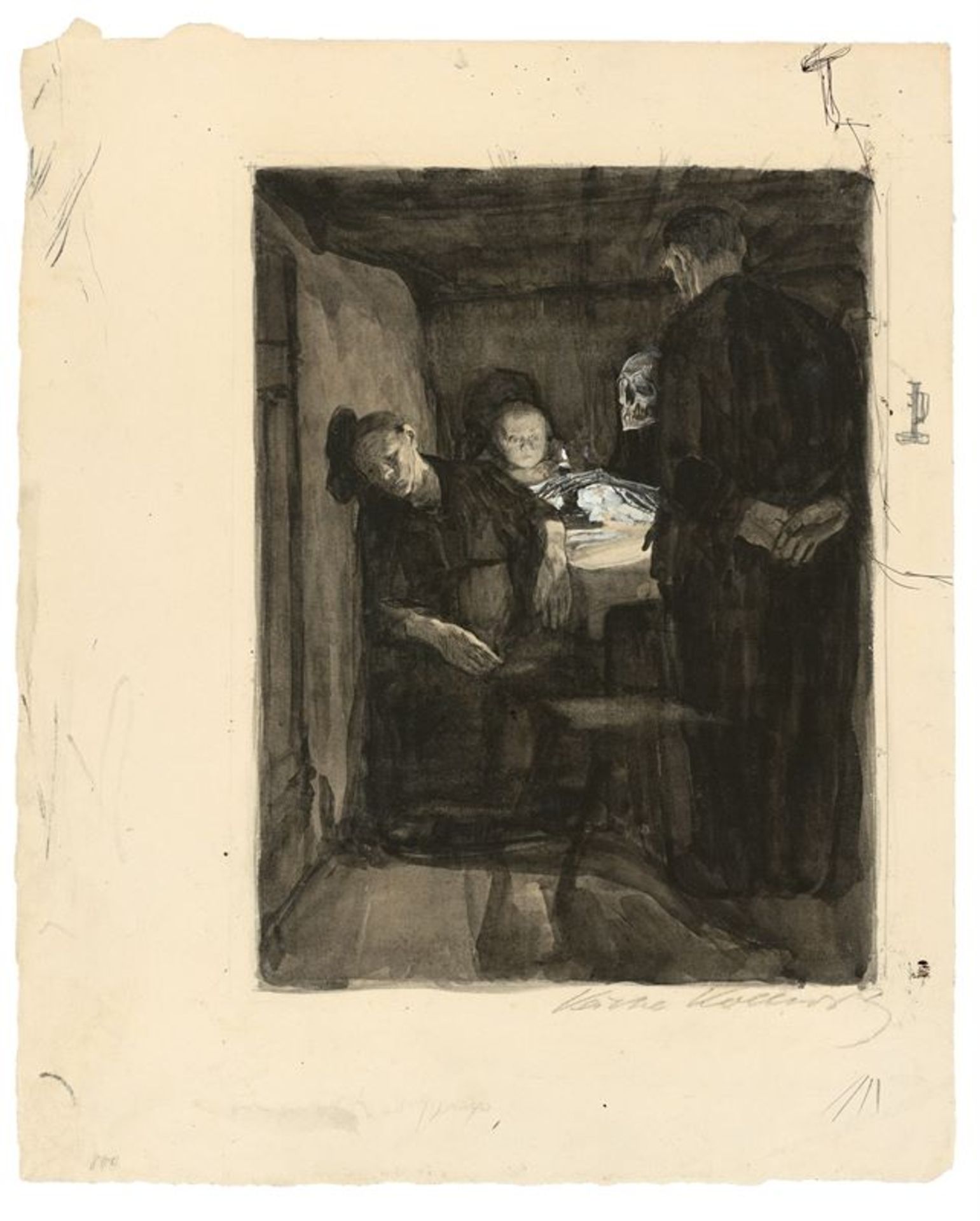 Käthe Kollwitz (Königsberg 1867 – 1945 Moritzburg)„Tod“ (Vorzeichnung zu Blatt 2 des Zyklus „Ein