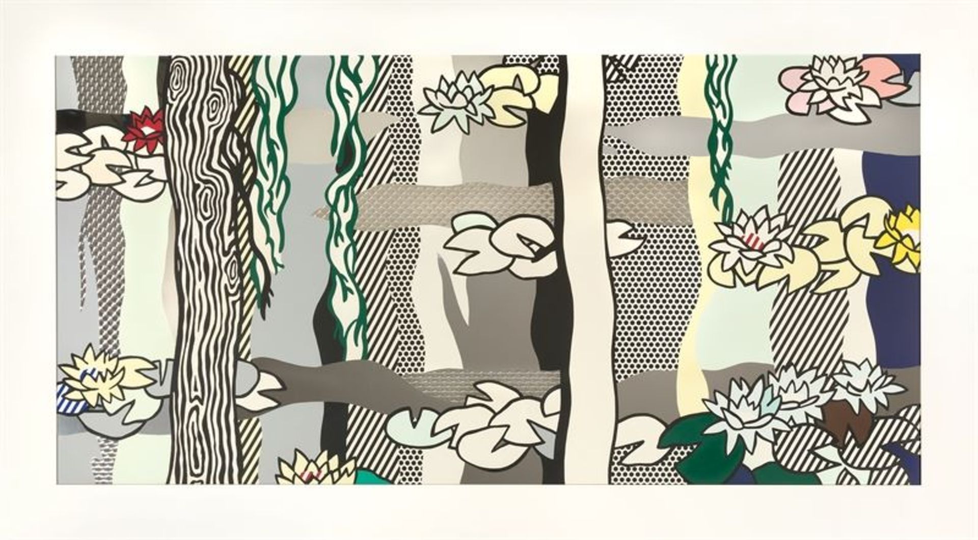 Roy Lichtenstein (1923 – New York – 1997)„Water Lilies with Willows“. 1992Farbige Lackserigrafie auf