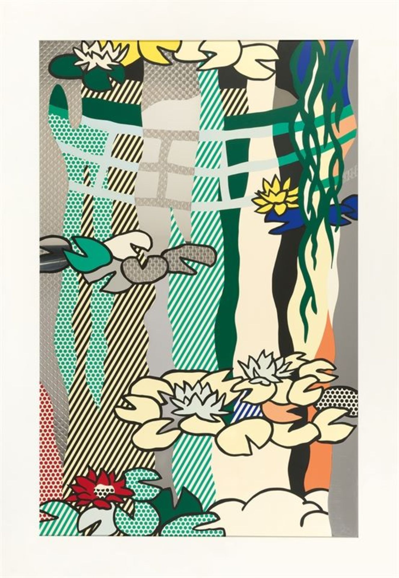 Roy Lichtenstein (1923 – New York – 1997)„Water Lilies with Japanese Bridge“. 1992Farbige