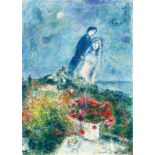 Marc Chagall (Witebsk 1887 – 1985 Saint-Paul-de-Vence)„Les fiancés aux anémones“. 1979Öl und Tempera