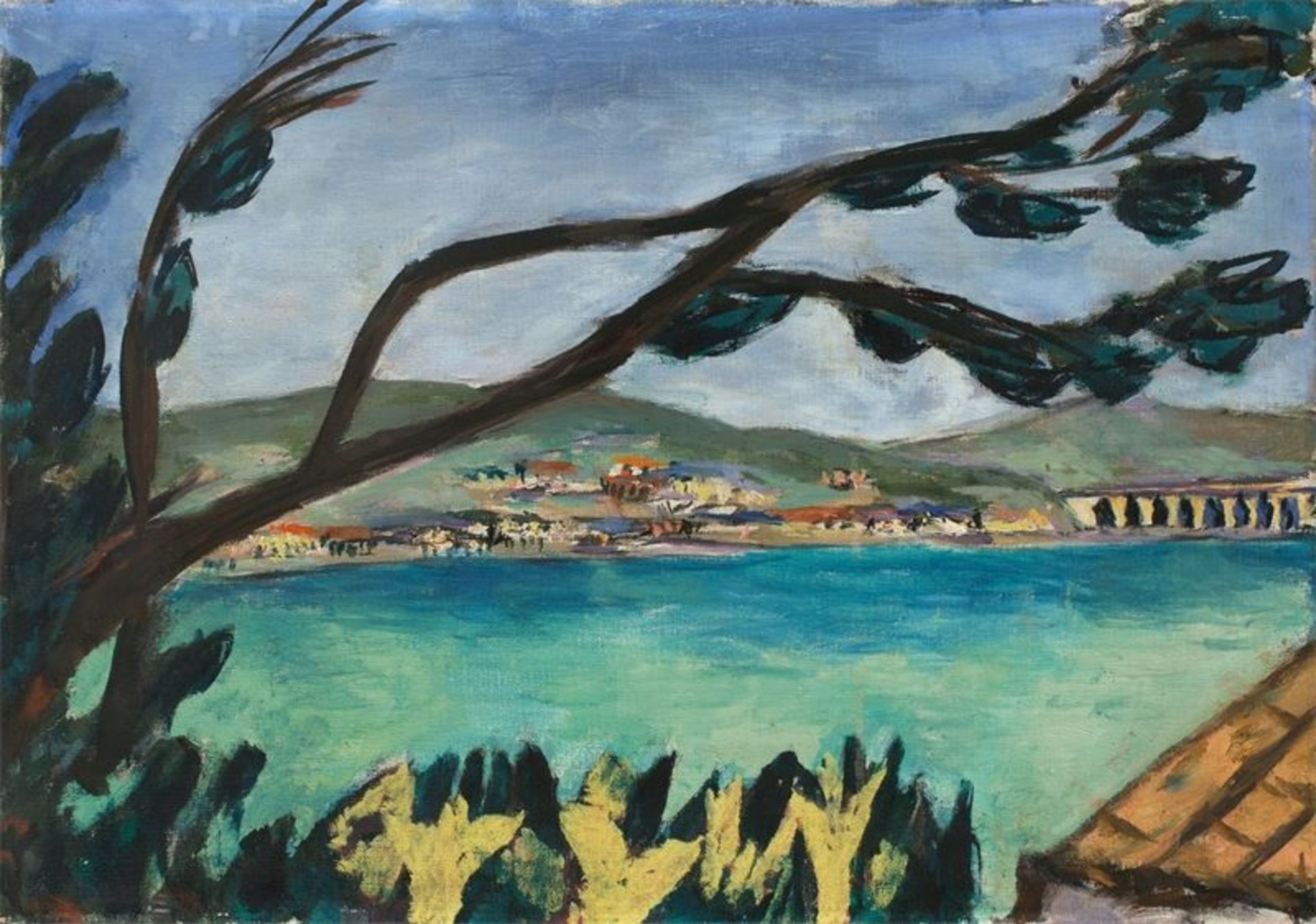 Max Beckmann (Leipzig 1884 – 1950 New York)„Kleine Landschaft aus Bandol“. 1938Öl auf Leinwand. 50,5