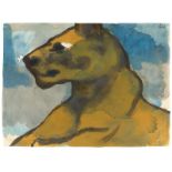 Emil Nolde (Nolde 1867 – 1956 Seebüll)„Liegende Löwin“. Um 1923/24Aquarell auf Japan. 34,5 × 47,2 cm