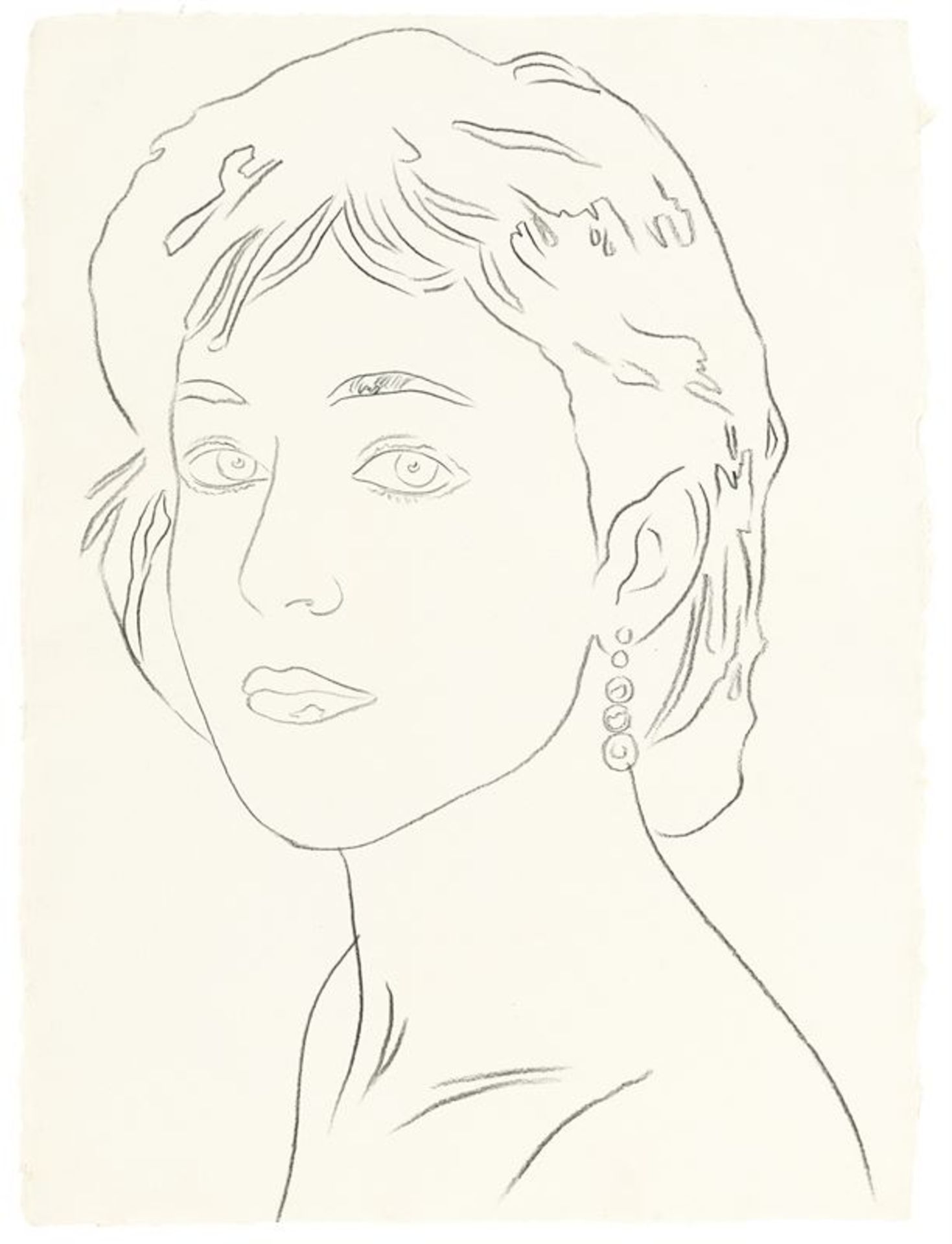 Andy Warhol (Pittsburgh 1928 – 1987 New York)Portrait of a young Woman. 1985Grafit auf Bütten.
