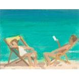 Alex Katz (New York 1927 – lebt in New York)„Vivien and Vincent at Playa del Carmen“. 1999Öl auf