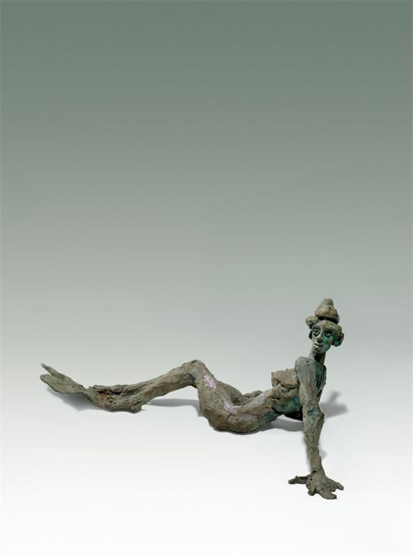 Rainer Fetting (Wilhelmshaven 1949 – lebt in Berlin)Mermaid. 1989Bronze, bemalt. 47 × 143 × 65