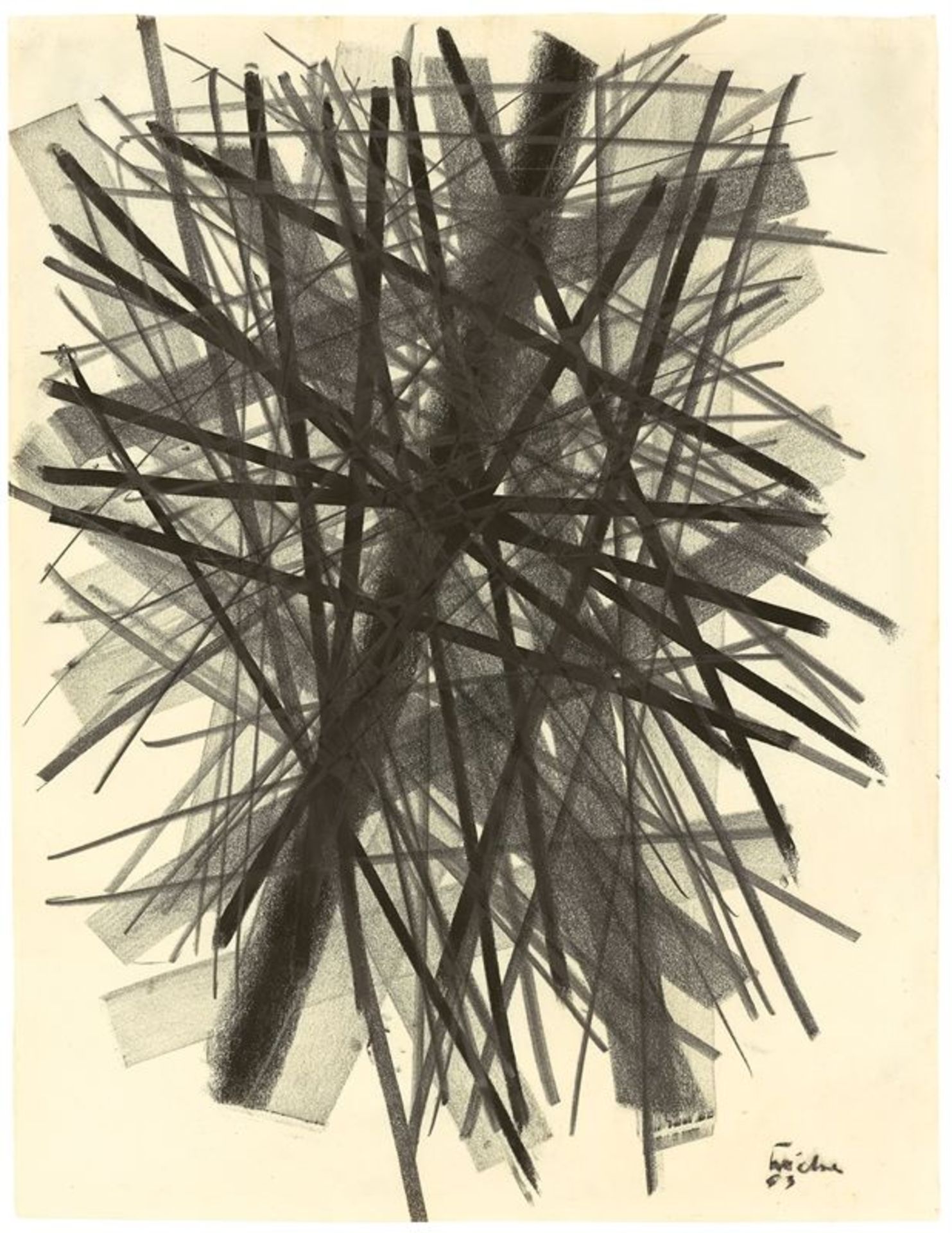 Norbert Kricke (1922 – Düsseldorf – 1984)Ohne Titel. 1953Kreide, Kohle und Grafit auf Papier. 58,6 ×