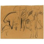 Ernst Ludwig Kirchner (Aschaffenburg 1880 – 1938 Davos)Spaziergänger im Großen Garten, Dresden. Um