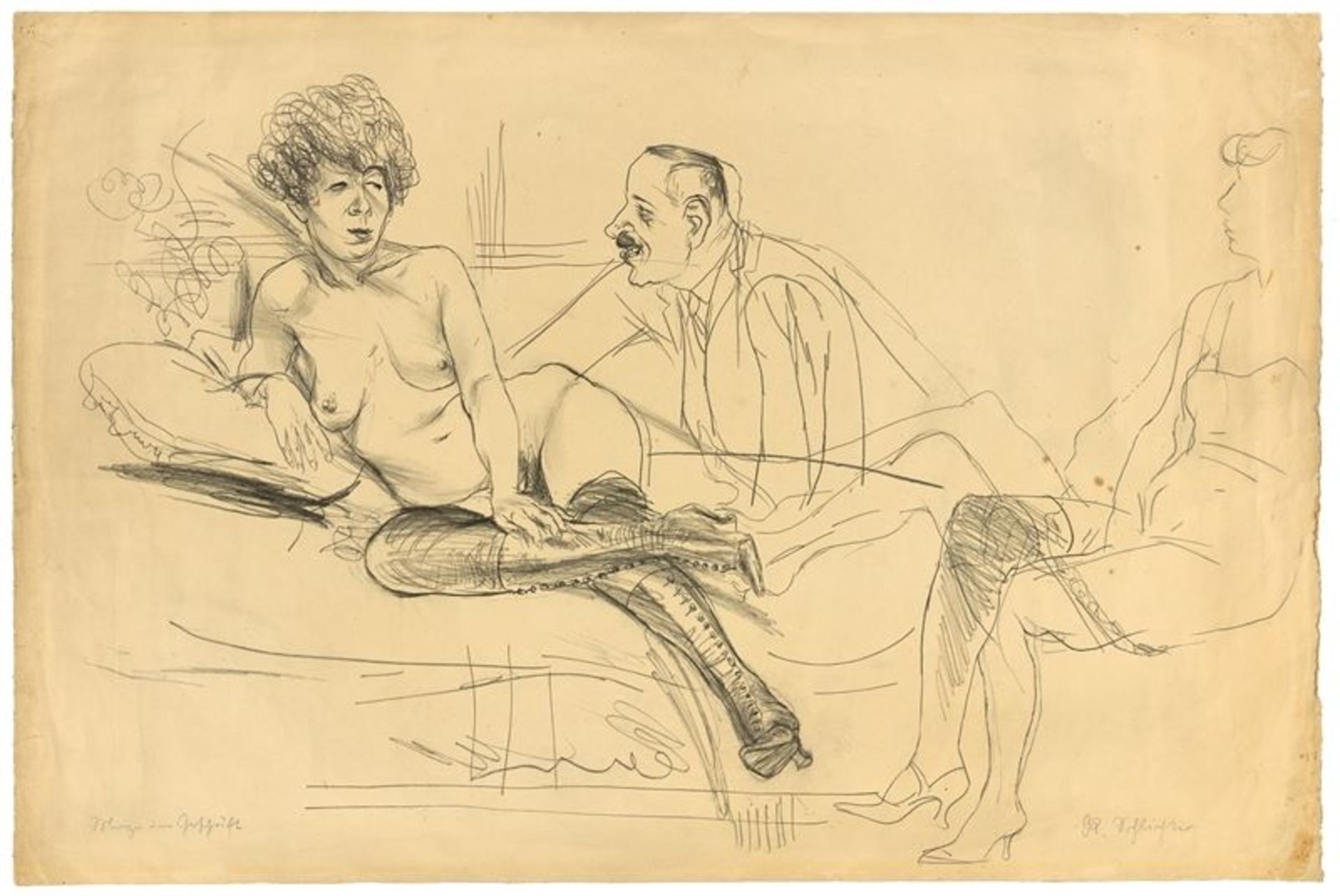 Rudolf Schlichter (Calw 1890 – 1955 München)„Mieze im Geschäft“. Um 1925Kreide auf Papier. 50 × 74,8