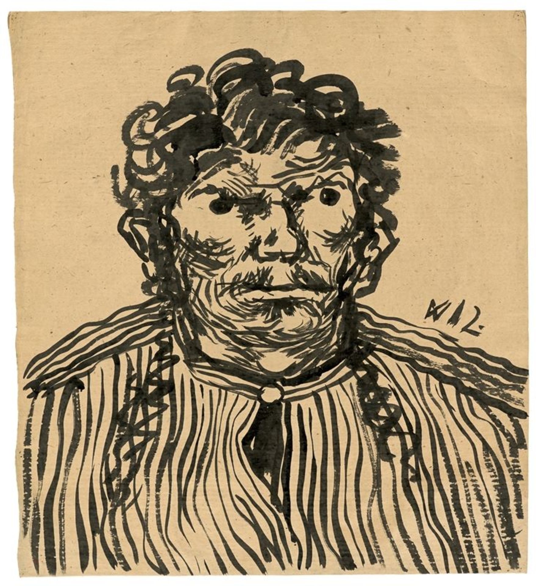 Wilhelm Morgner (Soest 1891 – 1917 Langemarck/Flandern)Selbstporträt. 1912Tuschpinsel auf festem