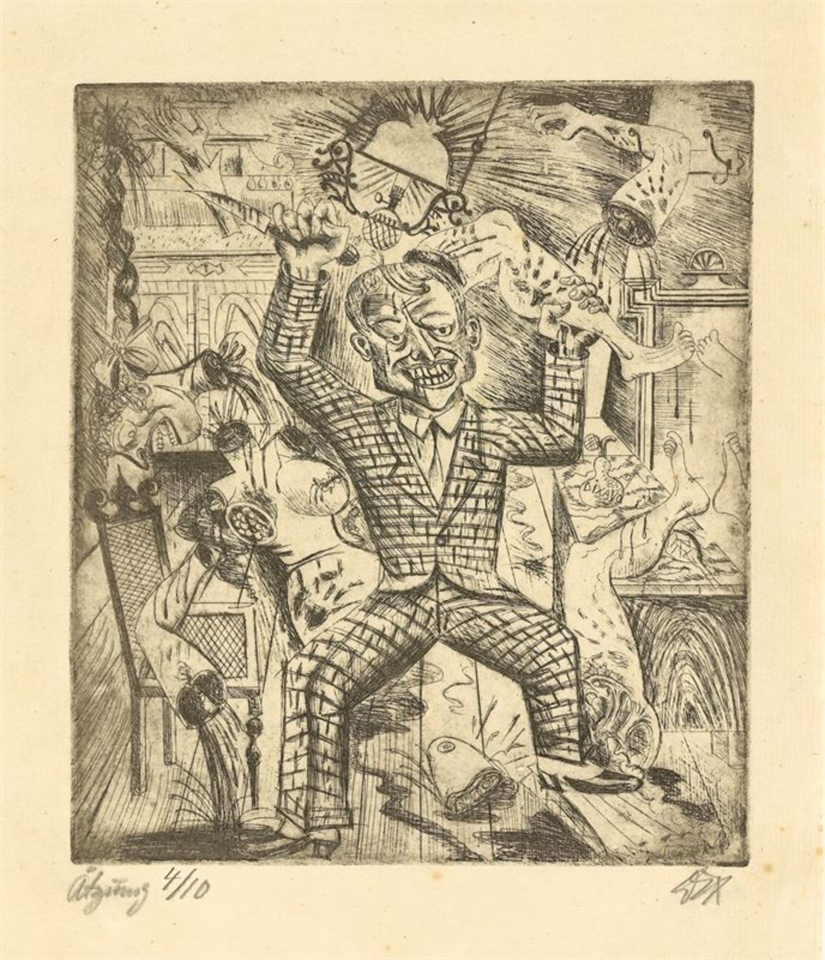 Otto Dix (Gera-Untermhaus 1891 – 1969 Singen)“Der Lustmörder“. 1920Etching on laid paper. 29,5 ×
