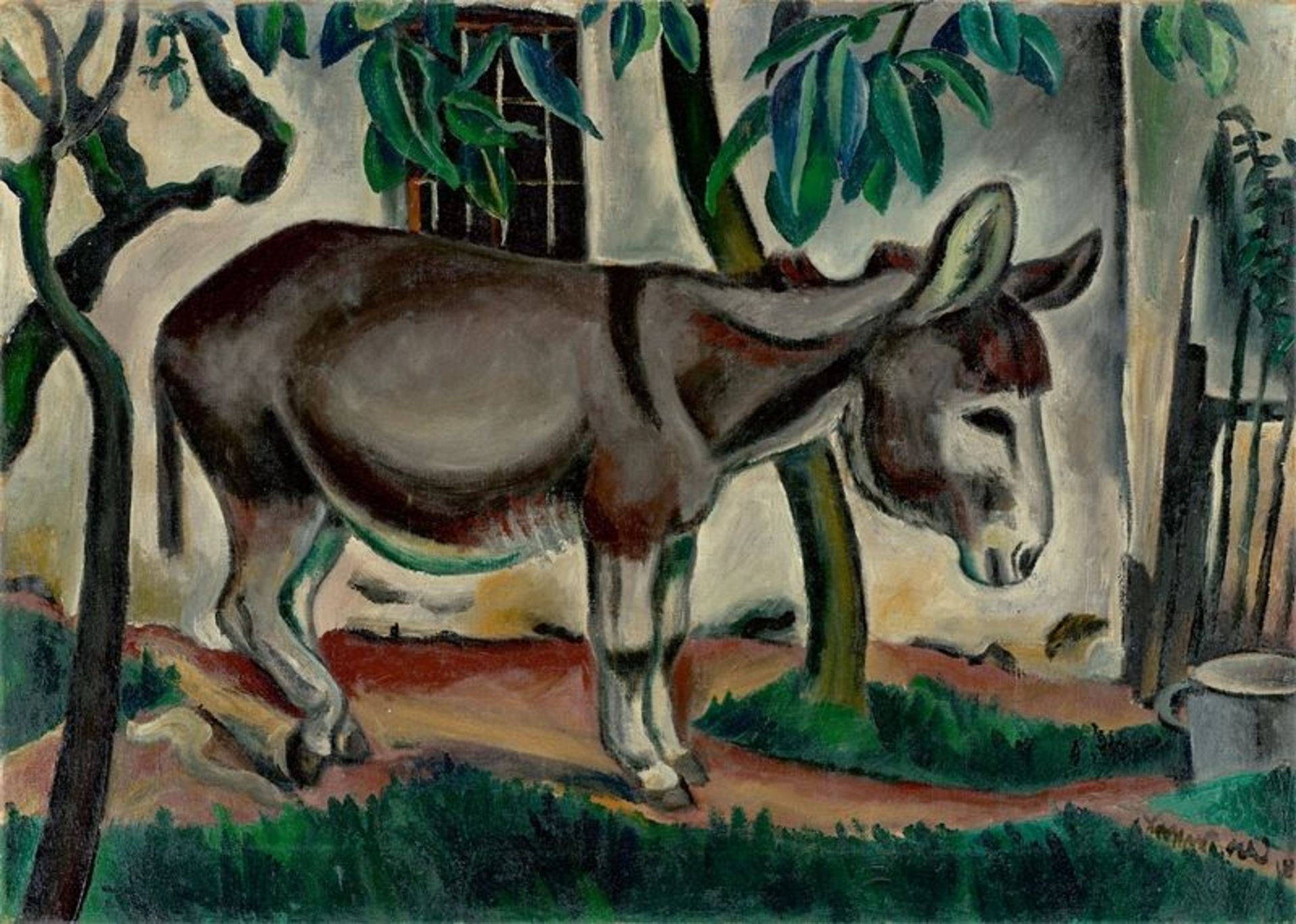 Richard Seewald (Arenswalde 1889 – 1976 München)Esel im Garten. 1918Öl auf Leinwand. 50 × 70 cm ( 19
